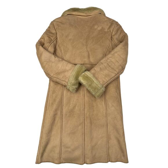 Larry Levine Sport - Faux Suede & Faux Fur Trim Coat in Camel Tan - Picture 7 of 7